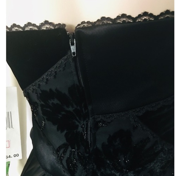 ABS Evening Plush Velvet & Lace Boned Corset Bustier Top Dress Allen Schwarch - Picture 6 of 10
